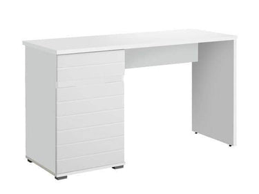 Elano White Gloss Computer Desk with Drawers: Modern Home Office Workstation - UK Luxury Furniture